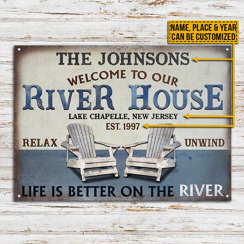 Personalized River House Life Is Better Customized Metal Sign Home Decor