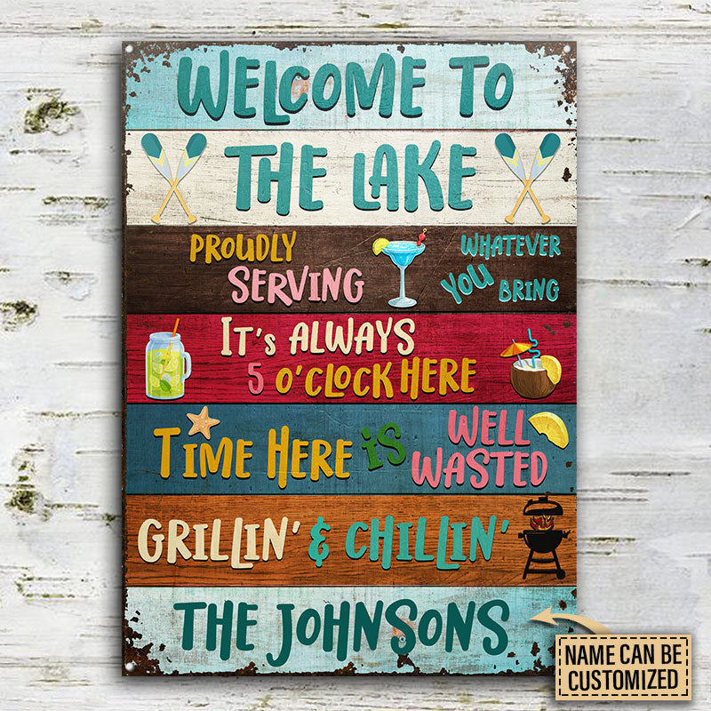 Lake House Proudly Serving Custom Metal Sign Home Decor