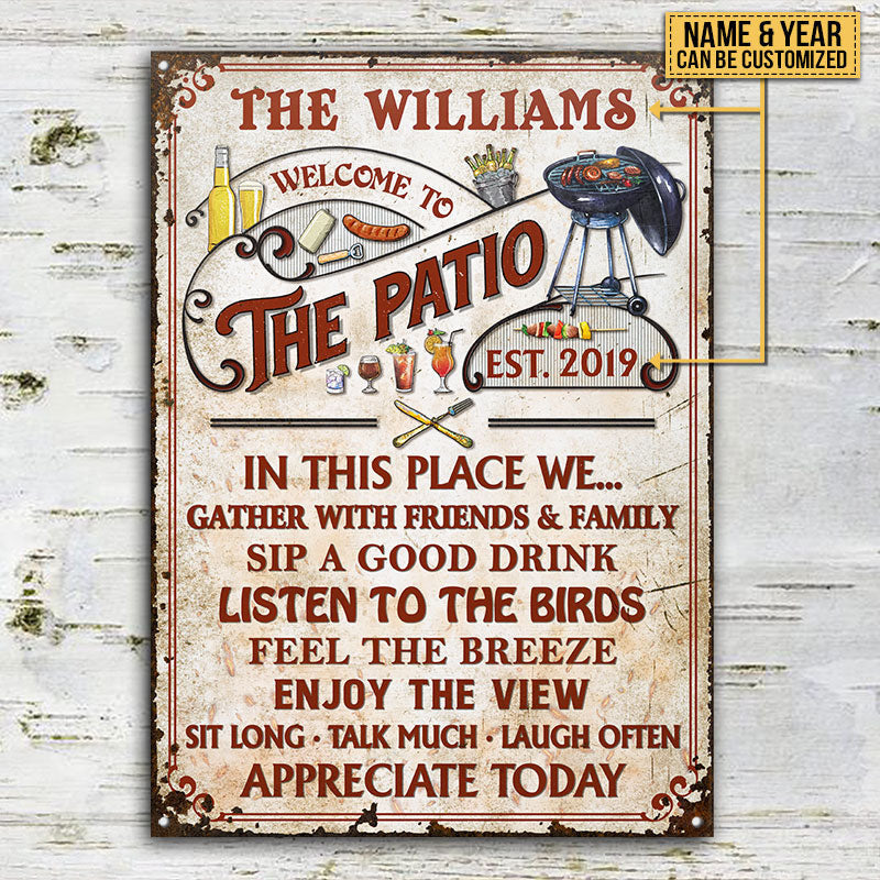 Personalized Patio Grilling Red Gather With Friends Custom Metal Sign Home Decor