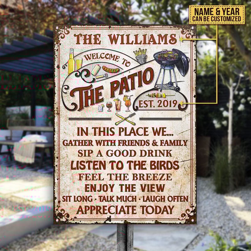 Personalized Patio Grilling Red Gather With Friends Custom Metal Sign Home Decor