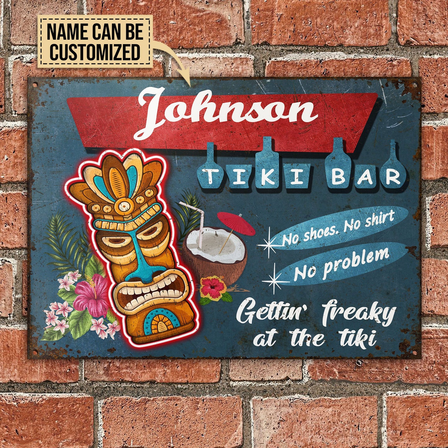 Personalized Tiki Bar No Problem Customized Metal Sign Home Decor