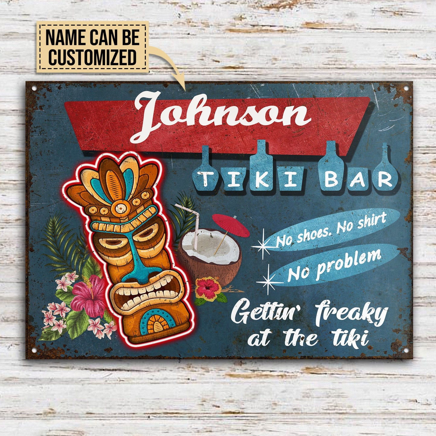 Personalized Tiki Bar No Problem Customized Metal Sign Home Decor