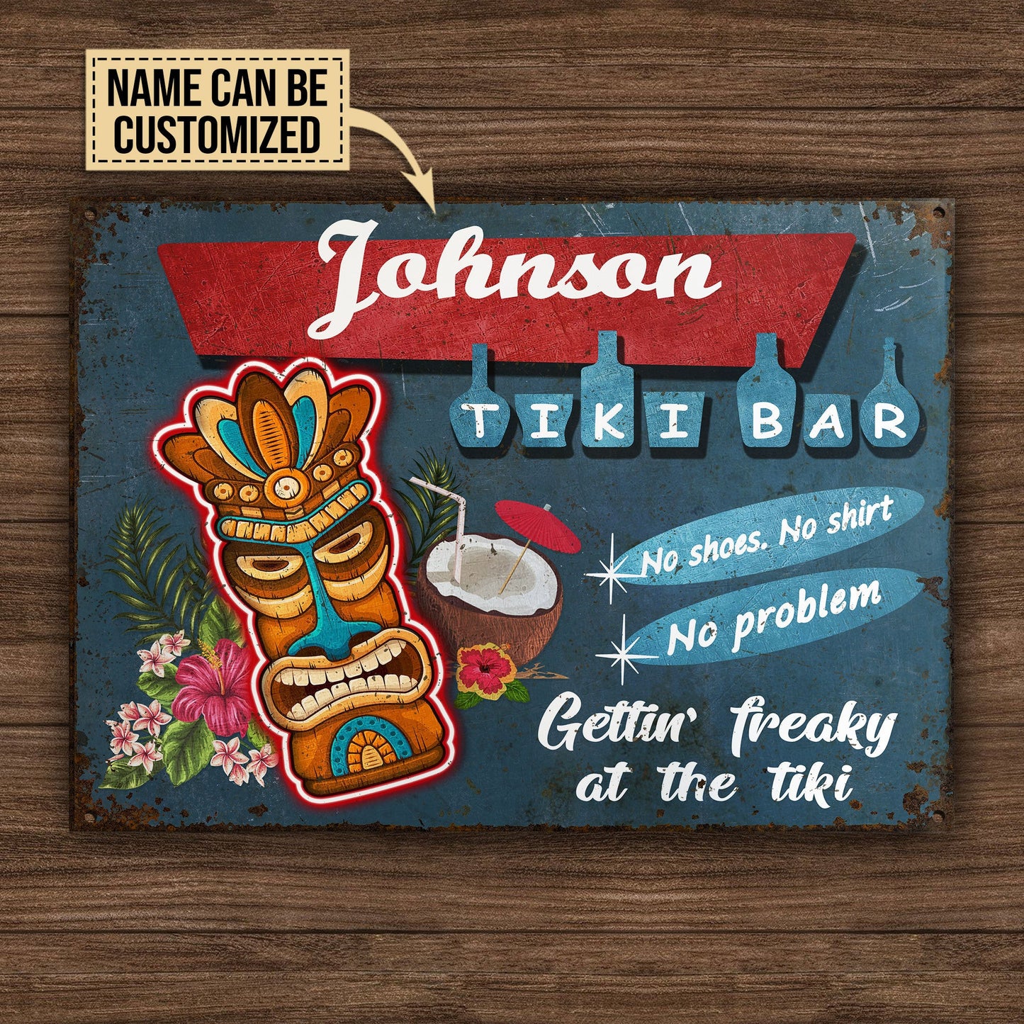 Personalized Tiki Bar No Problem Customized Metal Sign Home Decor