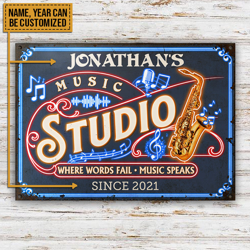 Personalized Saxophone Music Studio Custom Metal Sign Home Decor
