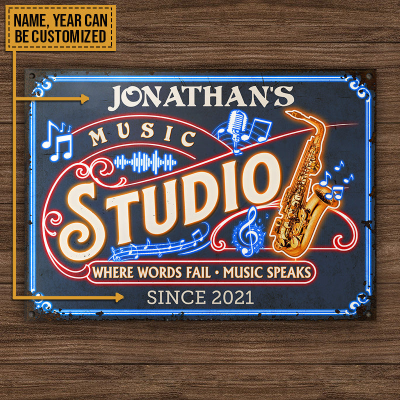 Personalized Saxophone Music Studio Custom Metal Sign Home Decor