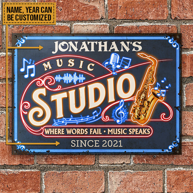 Personalized Saxophone Music Studio Custom Metal Sign Home Decor
