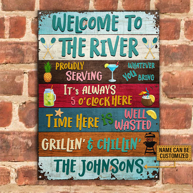 River Welcome To Custom, Fun Sign For The River Home Metal Sign Home Decor