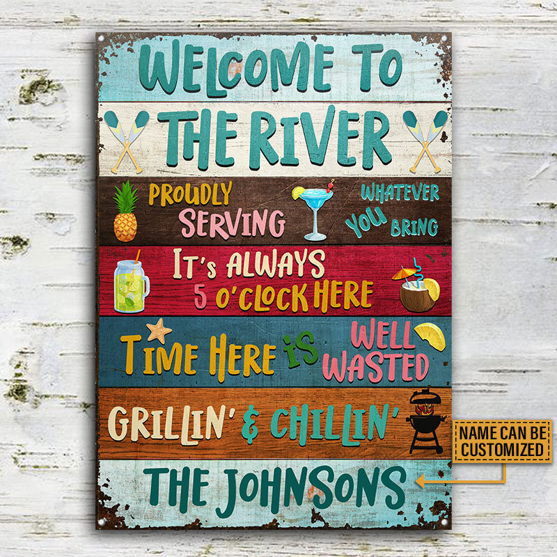 River Welcome To Custom, Fun Sign For The River Home Metal Sign Home Decor