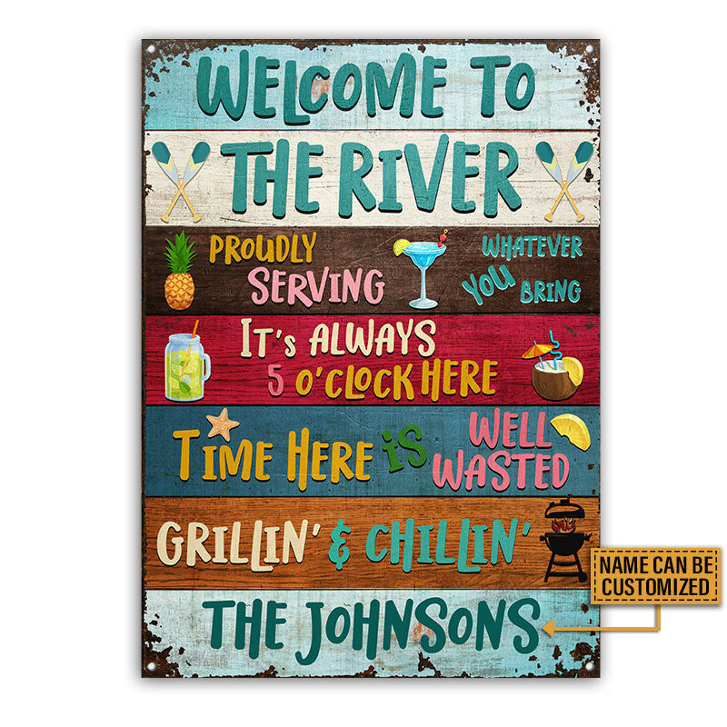 River Welcome To Custom, Fun Sign For The River Home Metal Sign Home Decor