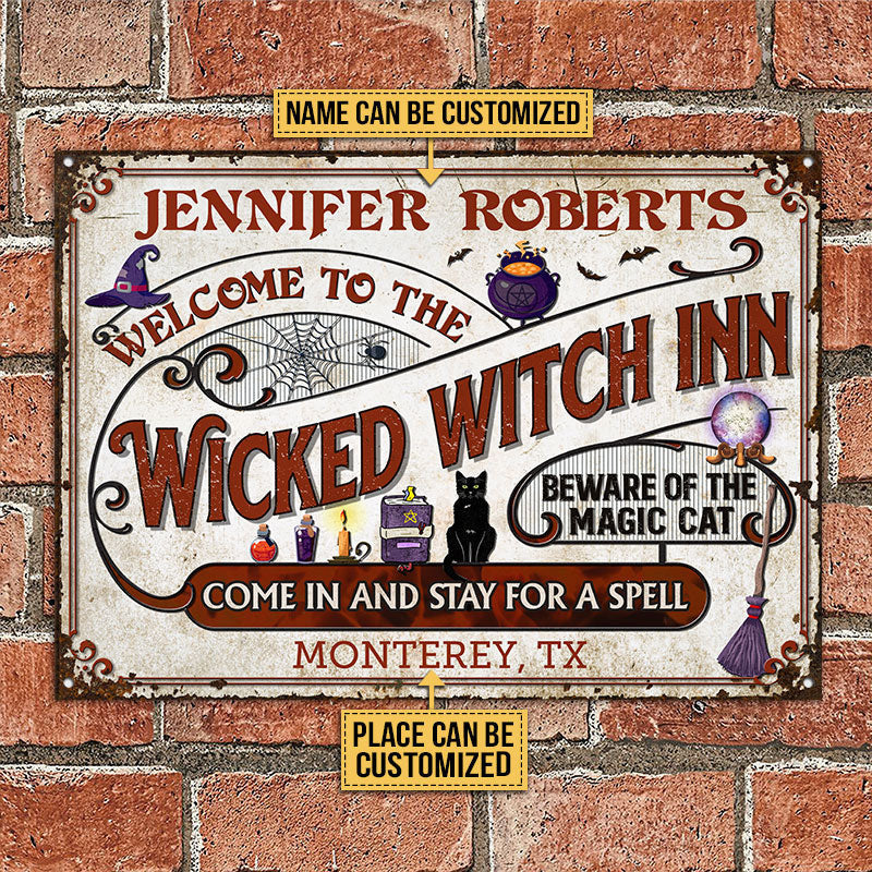 Witch Inn Black Cat Stay For A Spell Custom Metal Sign Home Decor