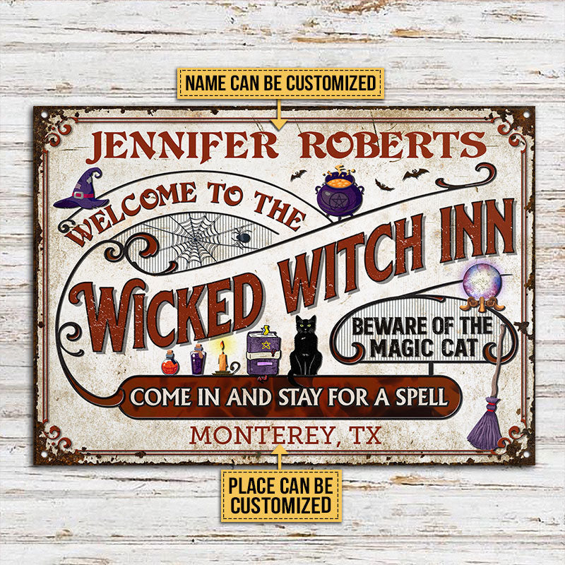 Witch Inn Black Cat Stay For A Spell Custom Metal Sign Home Decor