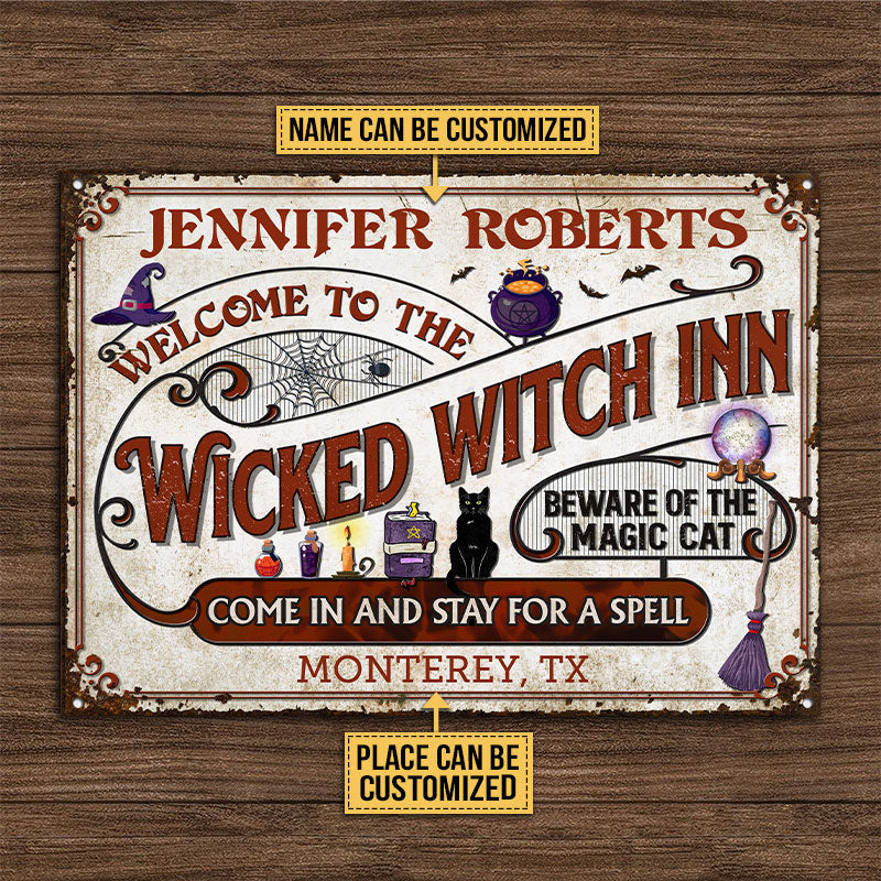 Witch Inn Black Cat Stay For A Spell Custom Metal Sign Home Decor
