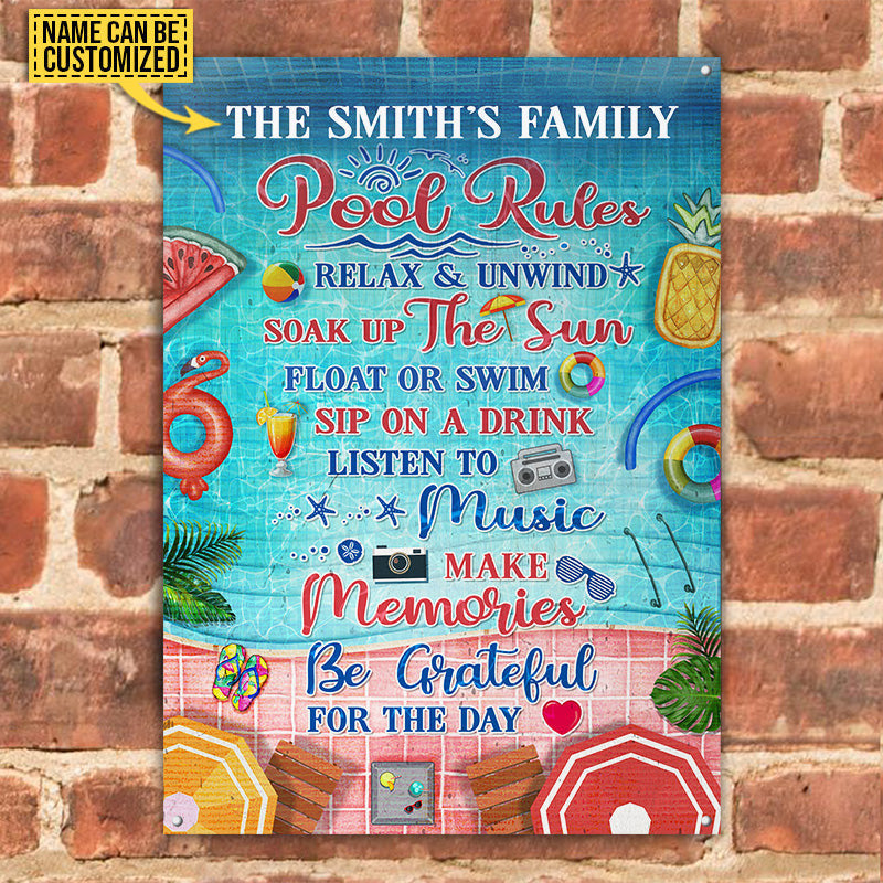 Swimming Pool Rules Relax And Unwind Custom Metal Sign Home Decor