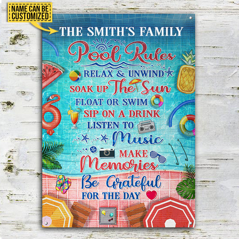 Swimming Pool Rules Relax And Unwind Custom Metal Sign Home Decor