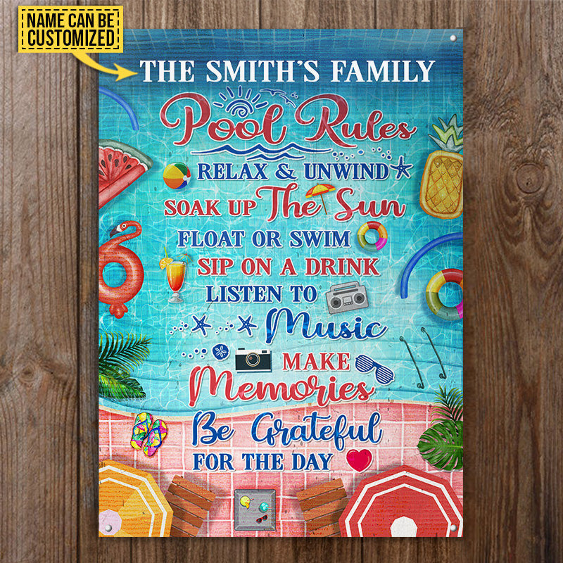 Swimming Pool Rules Relax And Unwind Custom Metal Sign Home Decor