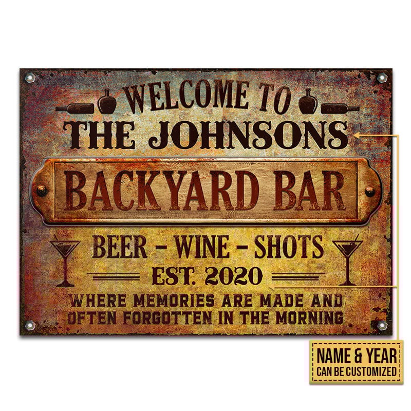 Backyard Bar Memories Are Made Custom, Outdoor Bar Decor, Yard Sign Metal Sign Home Decor