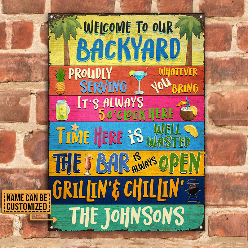 Backyard Bar Grilling Welcome To Custom Metal Sign Home Decor