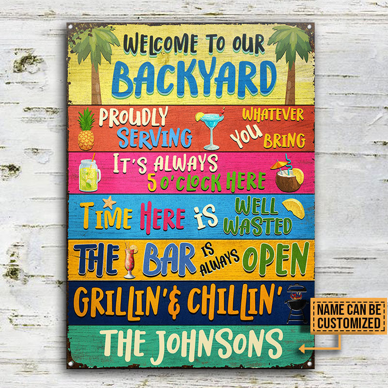 Backyard Bar Grilling Welcome To Custom Metal Sign Home Decor