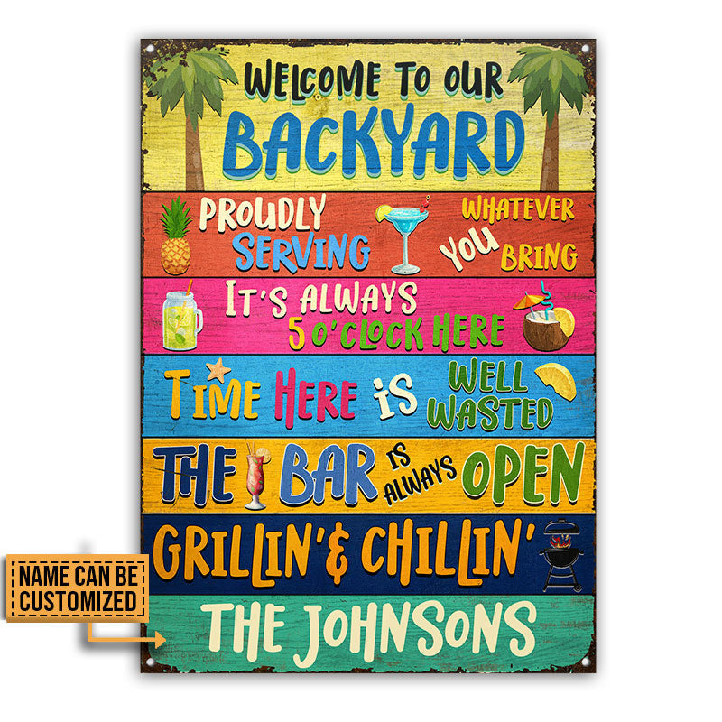Backyard Bar Grilling Welcome To Custom Metal Sign Home Decor