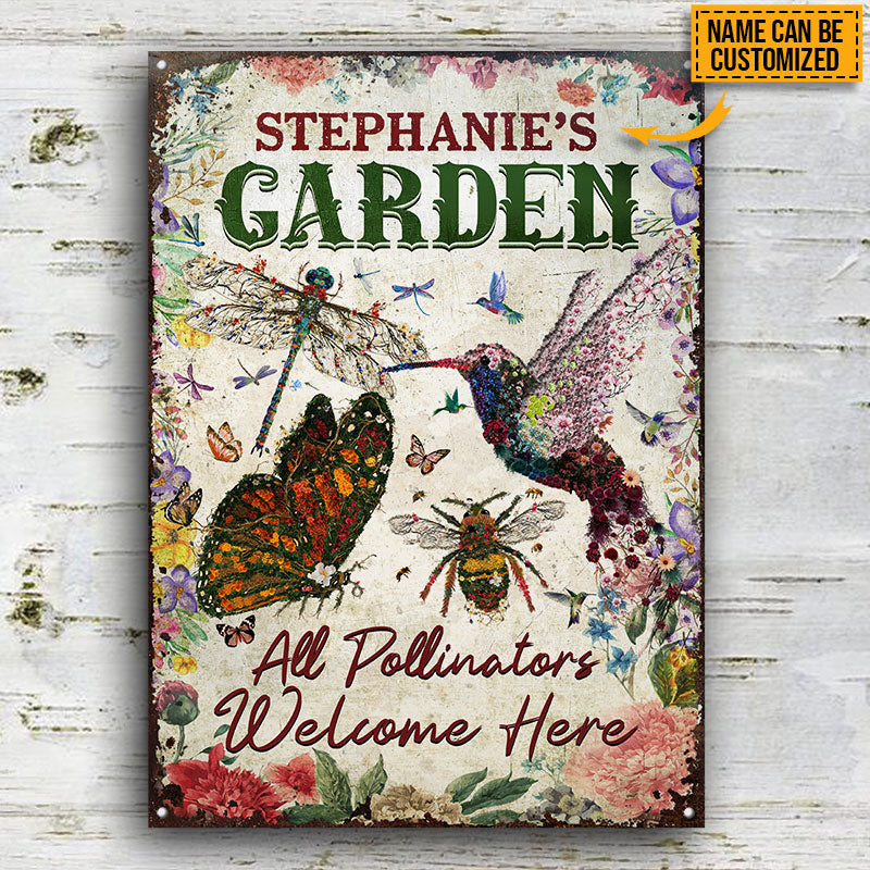Flower Garden, Pollinators Welcome, Garden Decor, Custom Metal Sign Home Decor
