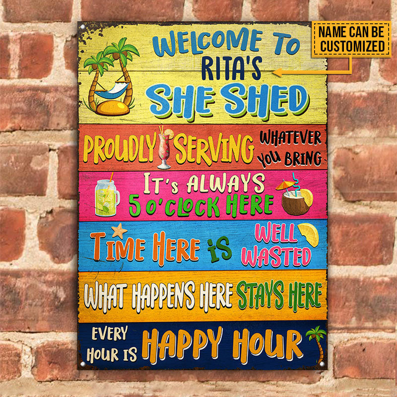 She Shed What Happens Here Stays Here Custom Metal Sign Home Decor