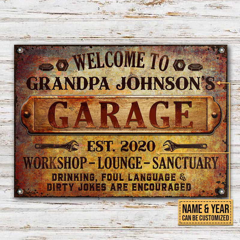 Auto Mechanic Rustic Garage Drinking Are Encouraged Custom, Grandpa Gift, Auto Mechanic Gift Metal Sign Home Decor