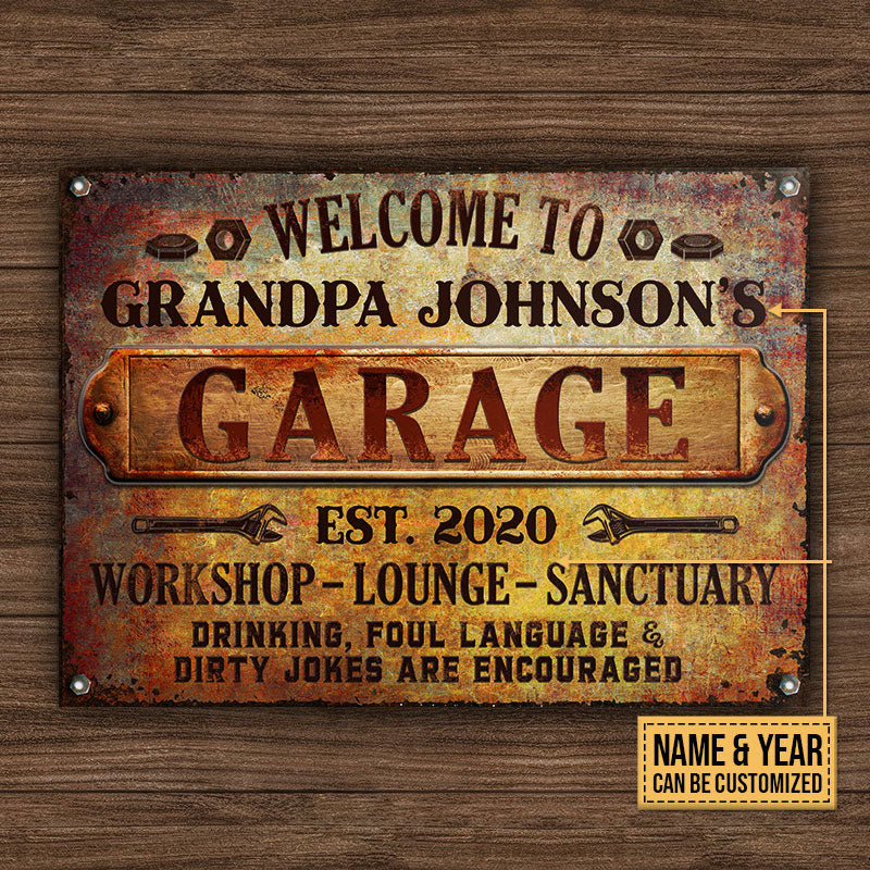 Auto Mechanic Rustic Garage Drinking Are Encouraged Custom, Grandpa Gift, Auto Mechanic Gift Metal Sign Home Decor