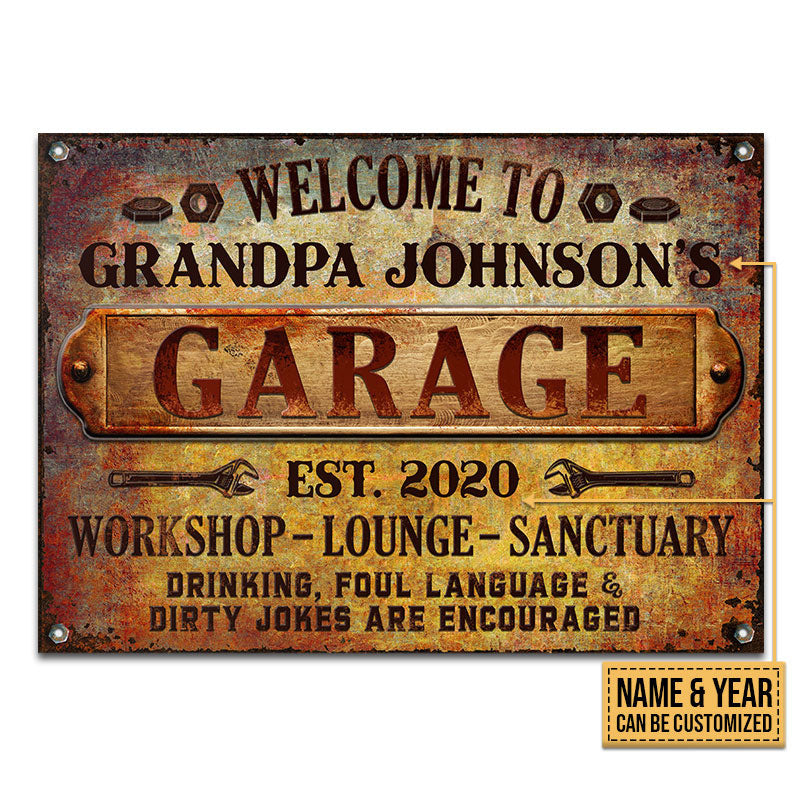 Auto Mechanic Rustic Garage Drinking Are Encouraged Custom, Grandpa Gift, Auto Mechanic Gift Metal Sign Home Decor