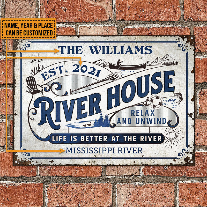 Personalized River House Life Is Better Custom Metal Sign Home Decor