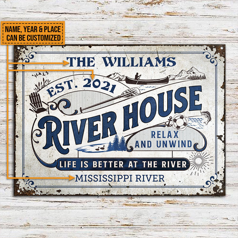 Personalized River House Life Is Better Custom Metal Sign Home Decor