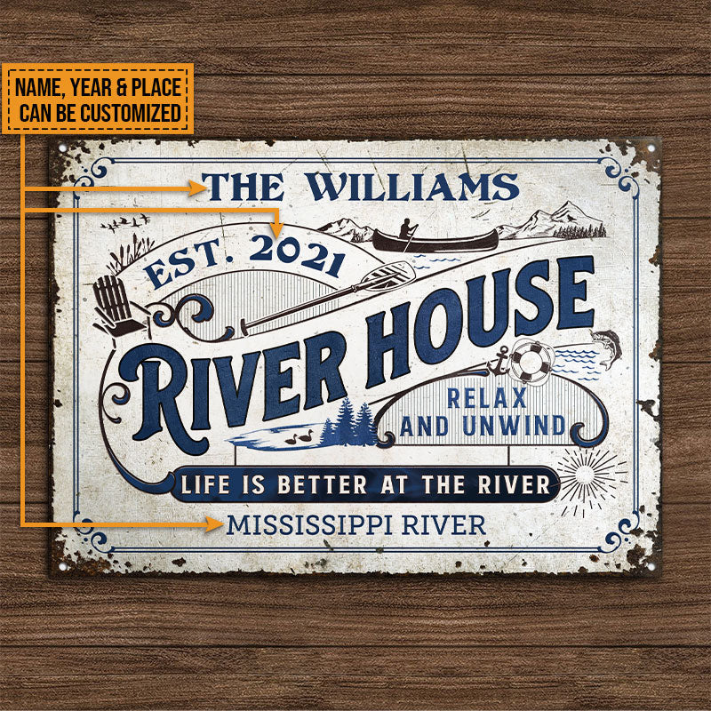 Personalized River House Life Is Better Custom Metal Sign Home Decor