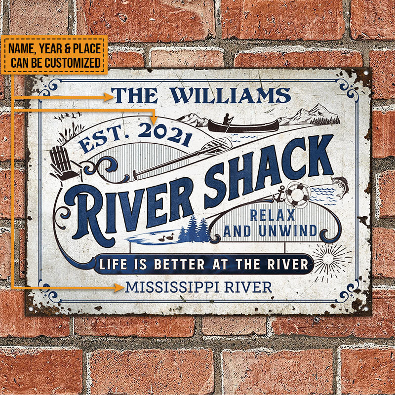 Personalized River Shack Life Is Better Custom Metal Sign Home Decor