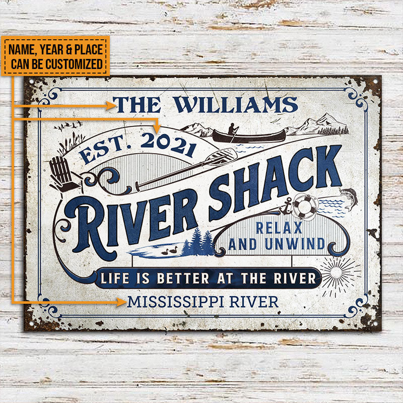 Personalized River Shack Life Is Better Custom Metal Sign Home Decor