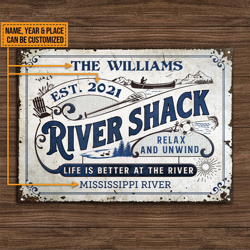 Personalized River Shack Life Is Better Custom Metal Sign Home Decor