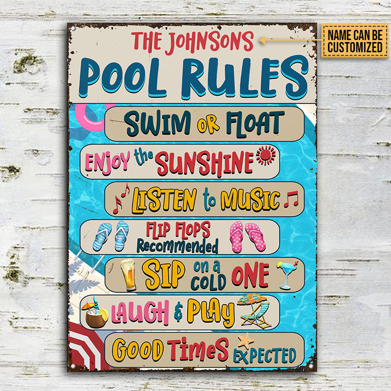 Swimming Pool Rules Sip On Cold One Custom, Pool Decor Metal Sign Home Decor