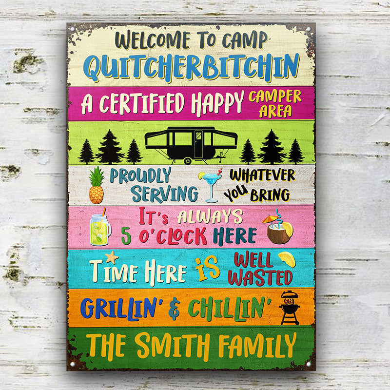 Welcome To Camp Proudly Serving Camping - Personalized Custom Metal Sign Home Decor