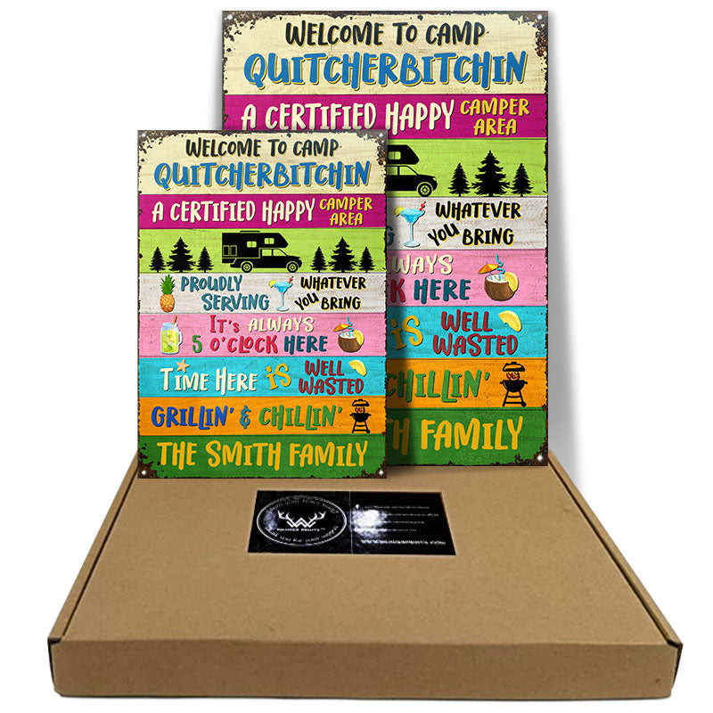 Welcome To Camp Proudly Serving Camping - Personalized Custom Metal Sign Home Decor