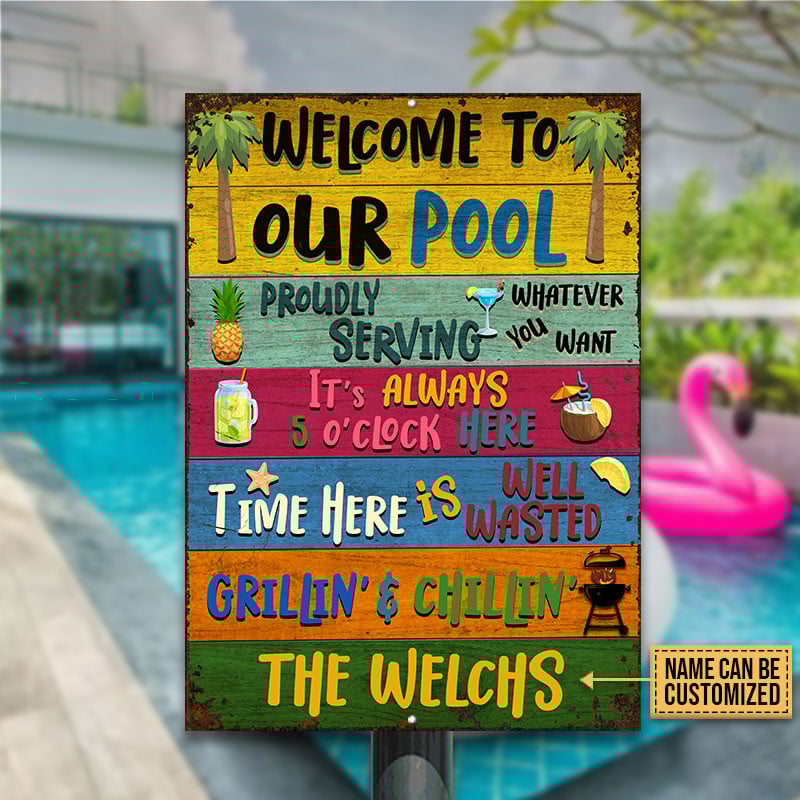Swimming Pool Whatever You Want Custom, Pool Decor, Outdoor Decorating Ideas Metal Sign Home Decor
