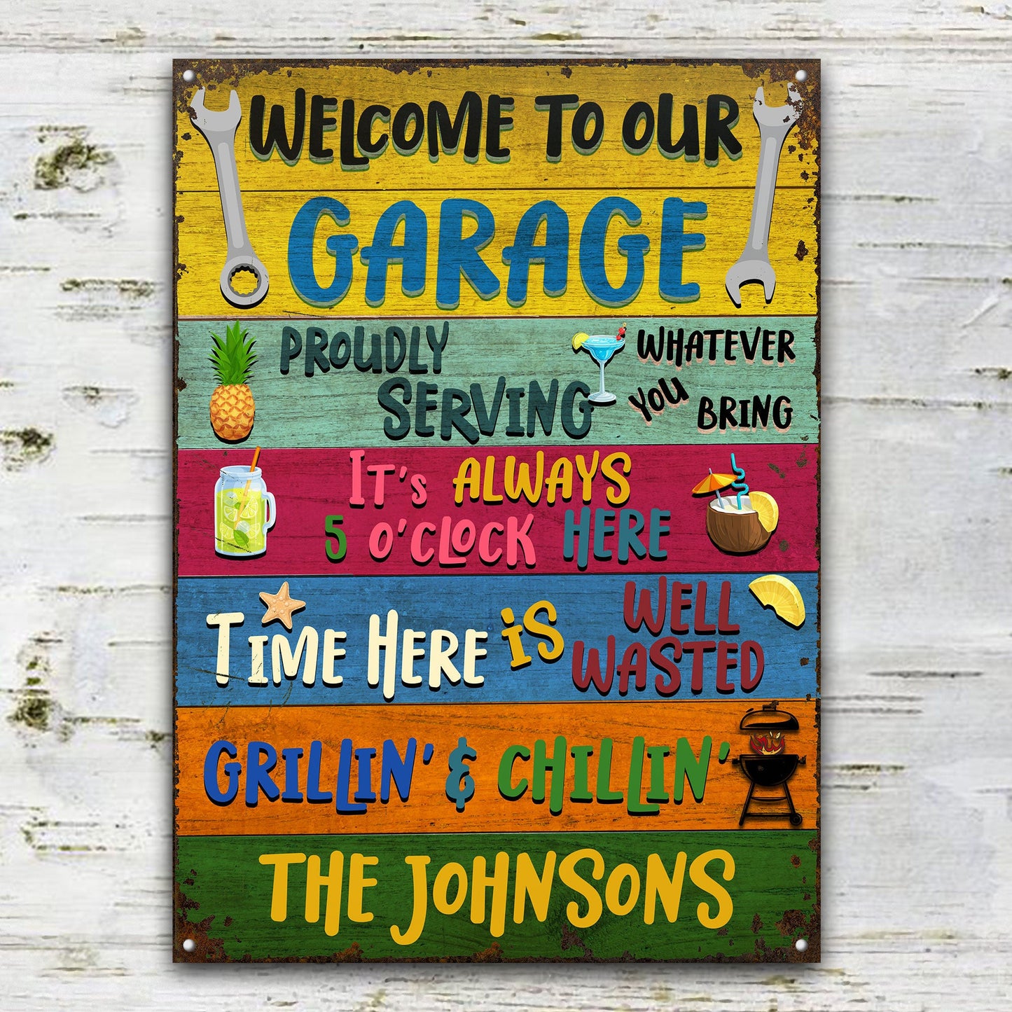 Welcome To Our Garage - Personalized Custom Metal Sign Home Decor