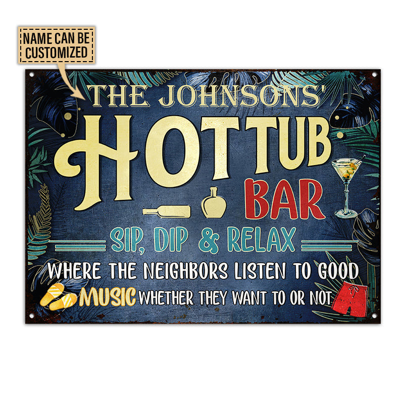 Hot Tub Bar Good Music, Outdoor Hot Tub Decor, Custom Metal Sign Home Decor
