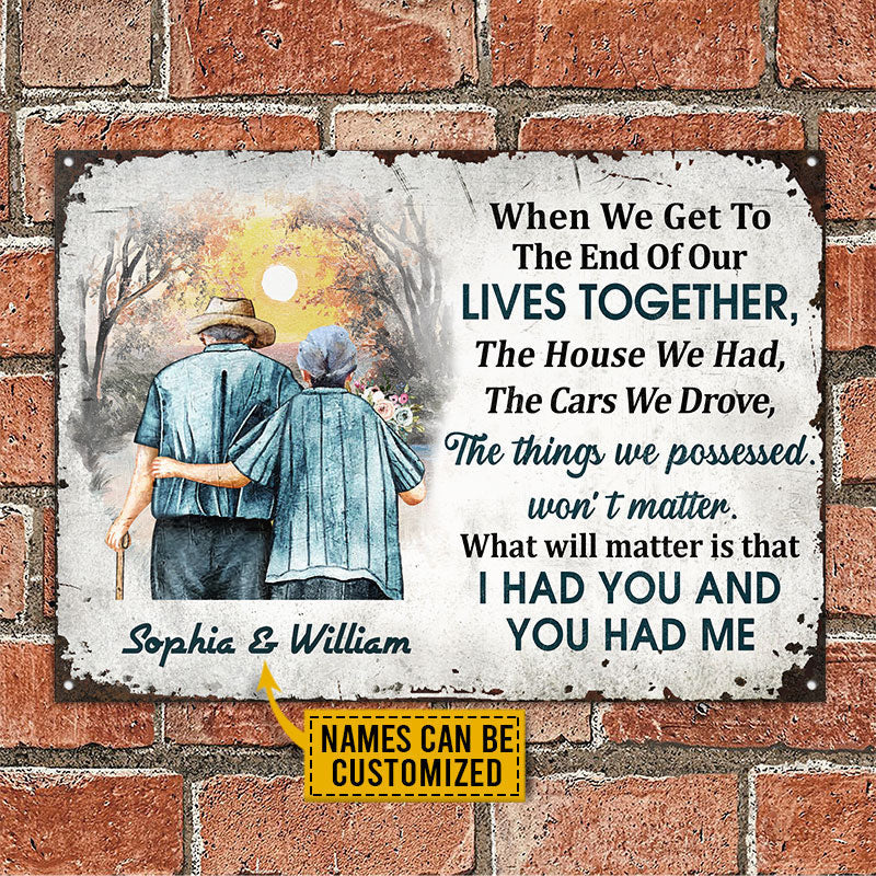 Family Old Couple When We Get Custom, Husband, Wife, Yard Sign, Anniversary Gift, Memorial Gift, Sympathy, Wall Art, Wall Decor, Grandparents Day Gifts Metal Sign Home Decor