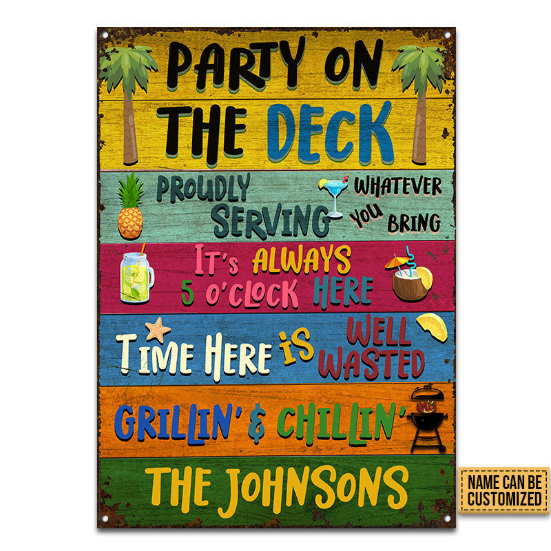 Deck Party Proudly Custom, Deck Decoration, Outdoor Decorating Ideas Metal Sign Home Decor