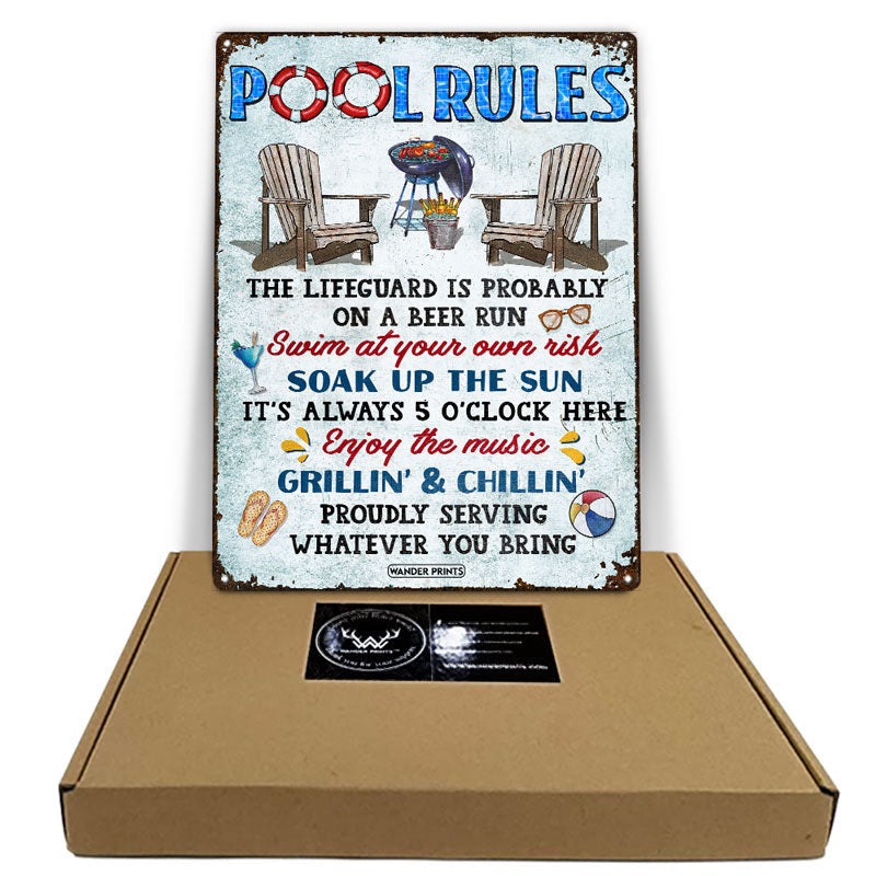 Angel N Heaven Family Gifts, Backyard Decor, Outdoor Decor, Housewarming Gifts, Patio, Garden, Pool, Bar & Grill, BBQ - Pool Rules Swim At Your Own Risk, Pool Signs,, Tin Signs Metal Sign Home Decor