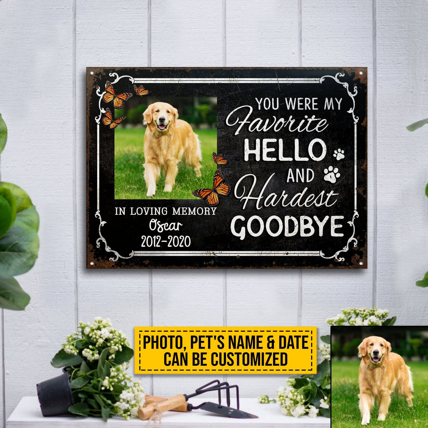 Custom Photo Dog Cat My Favorite Hello Photo Gift Pet Memorial Gift Custom, Yard Sign, Pet Loss Gifts, Pet Sympathy, Dog Loss, Cat Loss Metal Sign Home Decor
