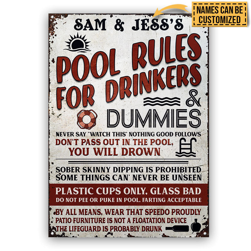 Swimming Pool Rules Custom, Pool Decoration, Outdoor Decorating Ideas Metal Sign Home Decor
