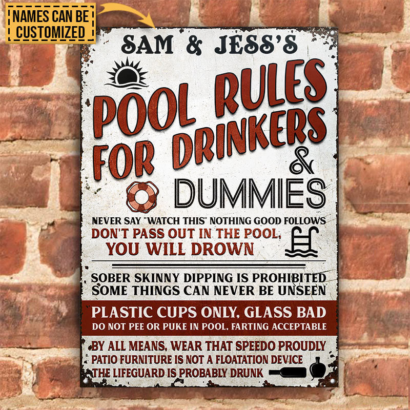 Swimming Pool Rules Custom, Pool Decoration, Outdoor Decorating Ideas Metal Sign Home Decor