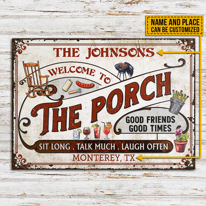 Personalized Porch Red Sit Long Talk Much Custom Metal Sign Home Decor