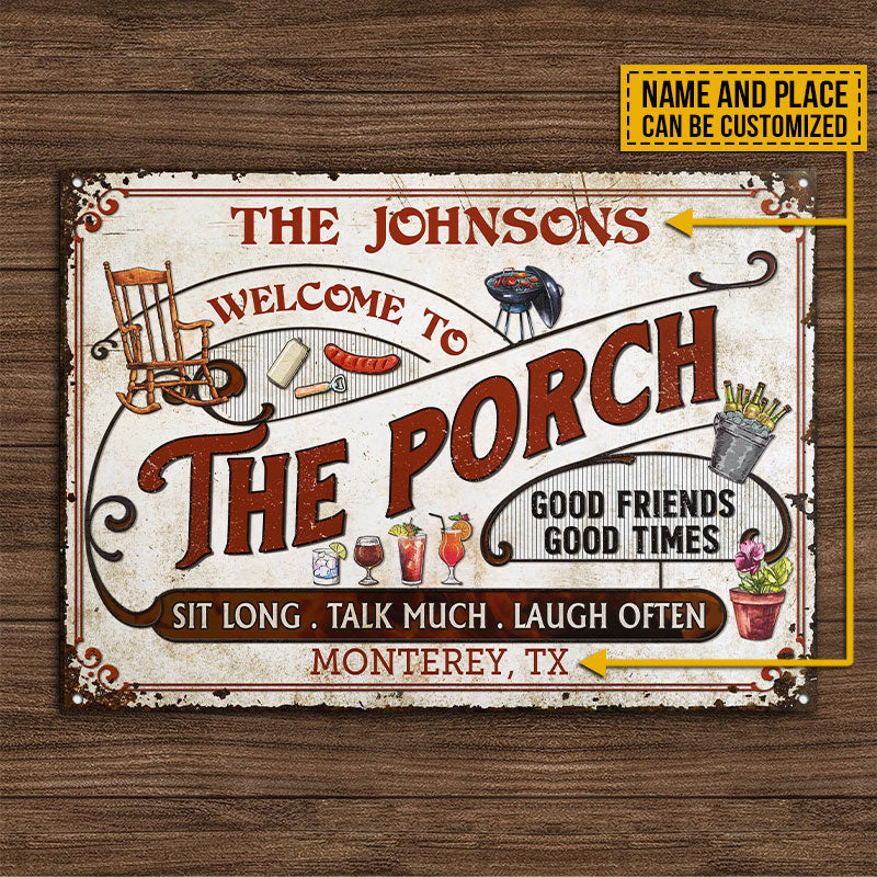 Personalized Porch Red Sit Long Talk Much Custom Metal Sign Home Decor