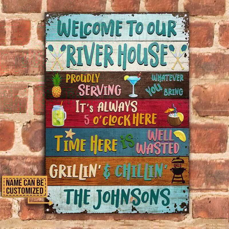 Welcome To The River House Custom, Wall Art Decor Metal Sign Home Decor