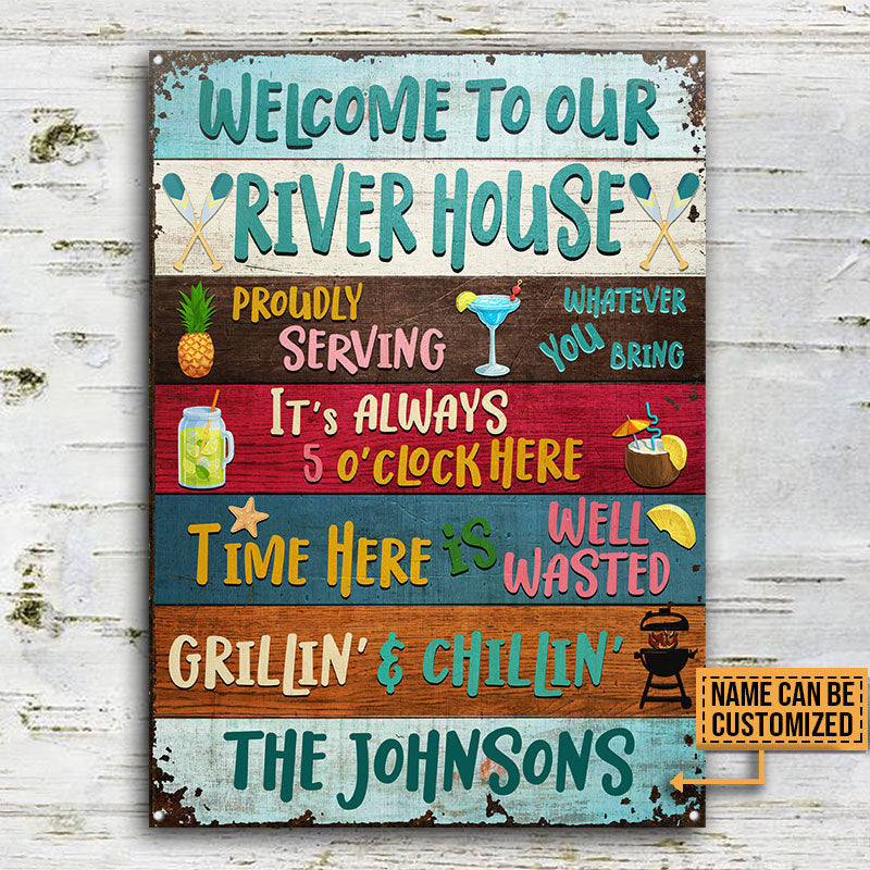 Welcome To The River House Custom, Wall Art Decor Metal Sign Home Decor